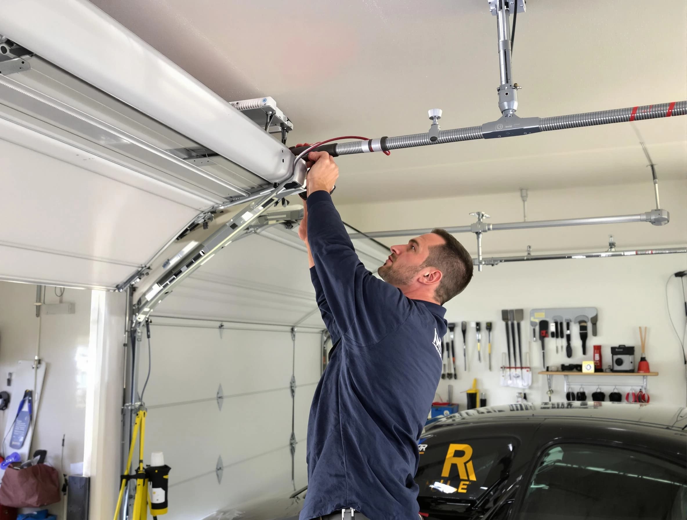 Hopewell Garage Door Repair technician performing garage door cable repair in Hopewell