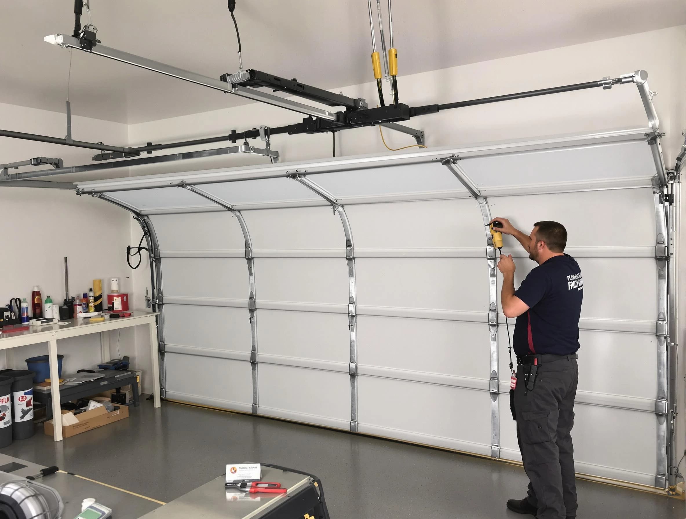 Hopewell Garage Door Repair certified technician performing overhead door system repair in Hopewell