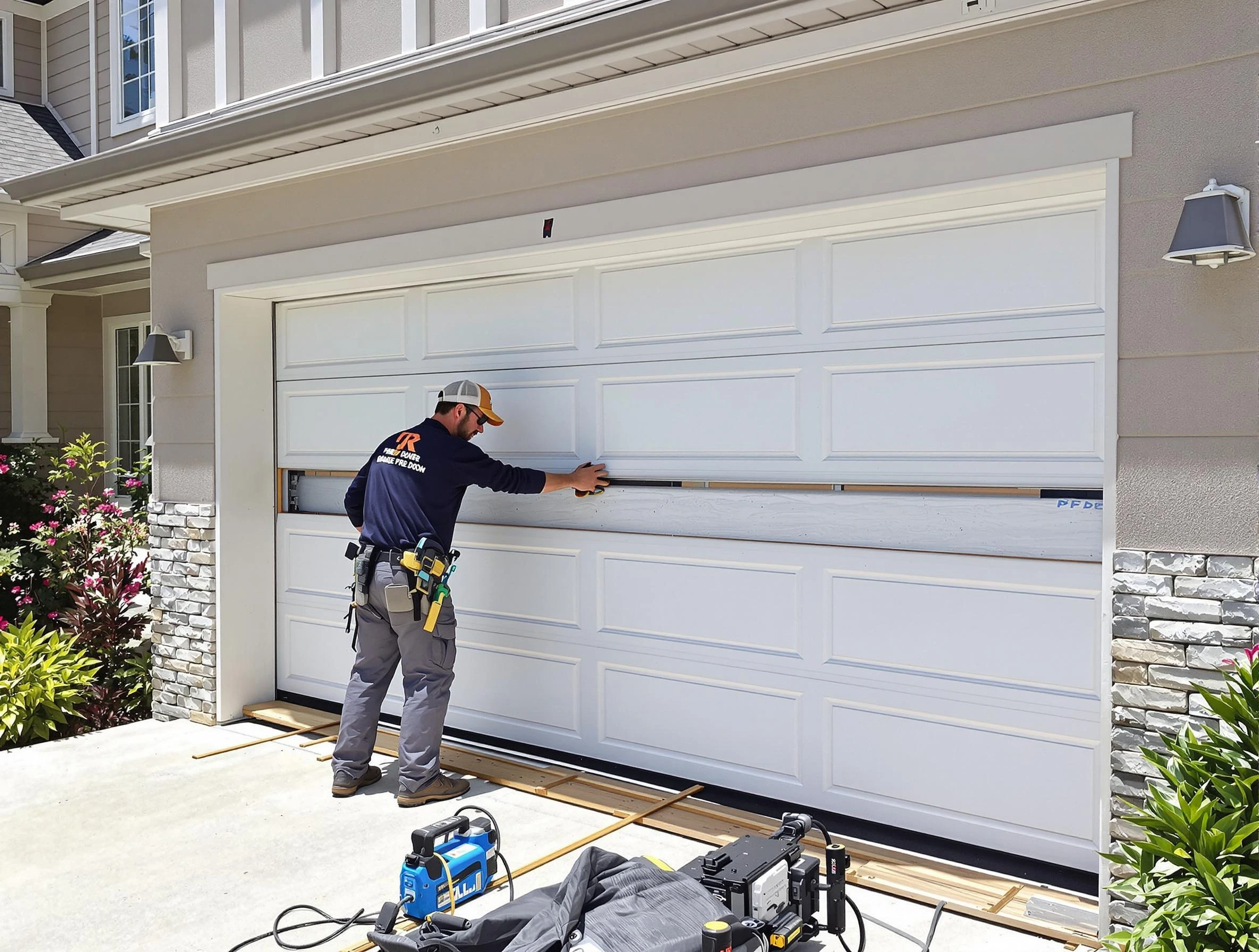 Hopewell Garage Door Repair team performing complete garage door replacement at Hopewell residence