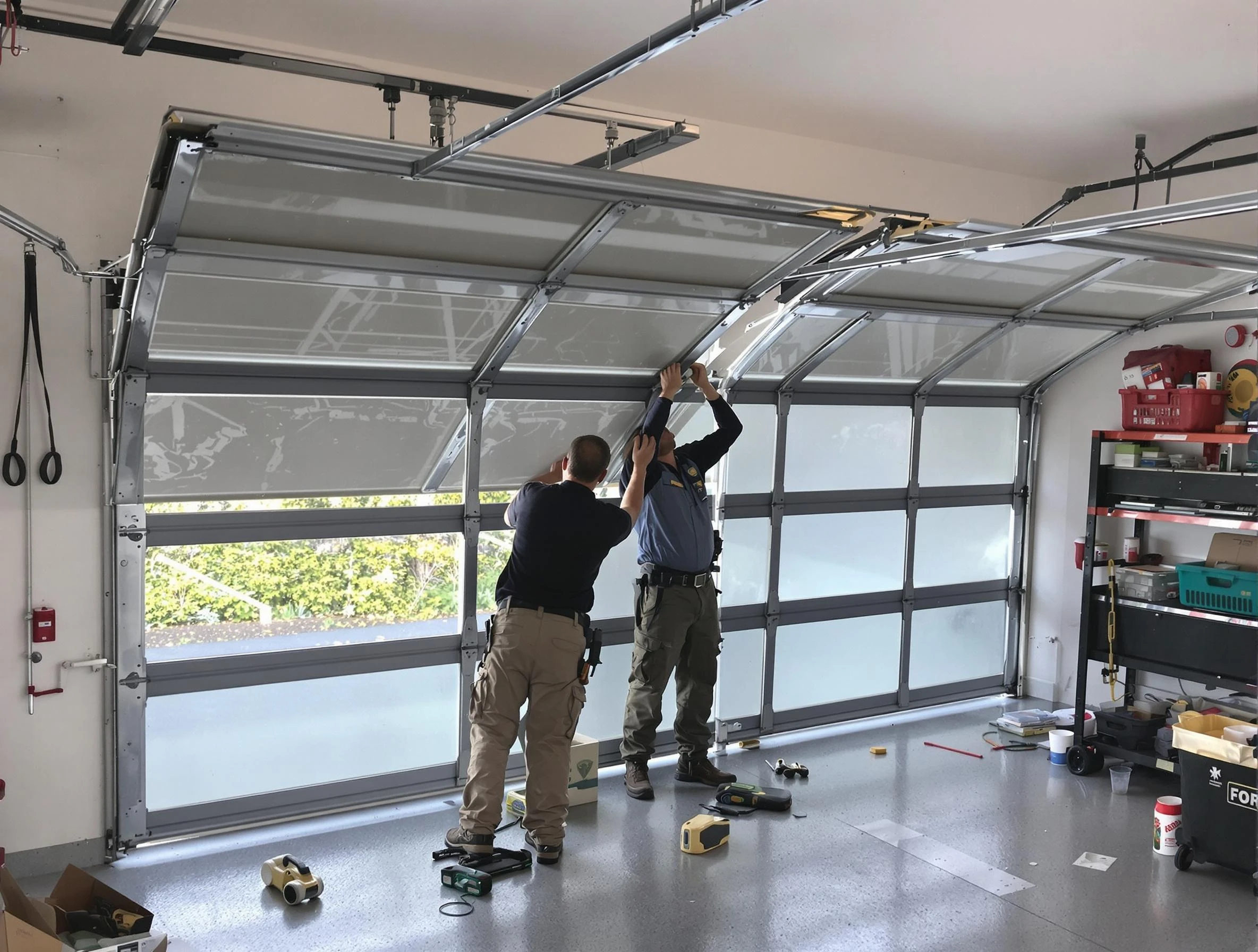Hopewell Garage Door Repair expert performing precise panel replacement on Hopewell garage door